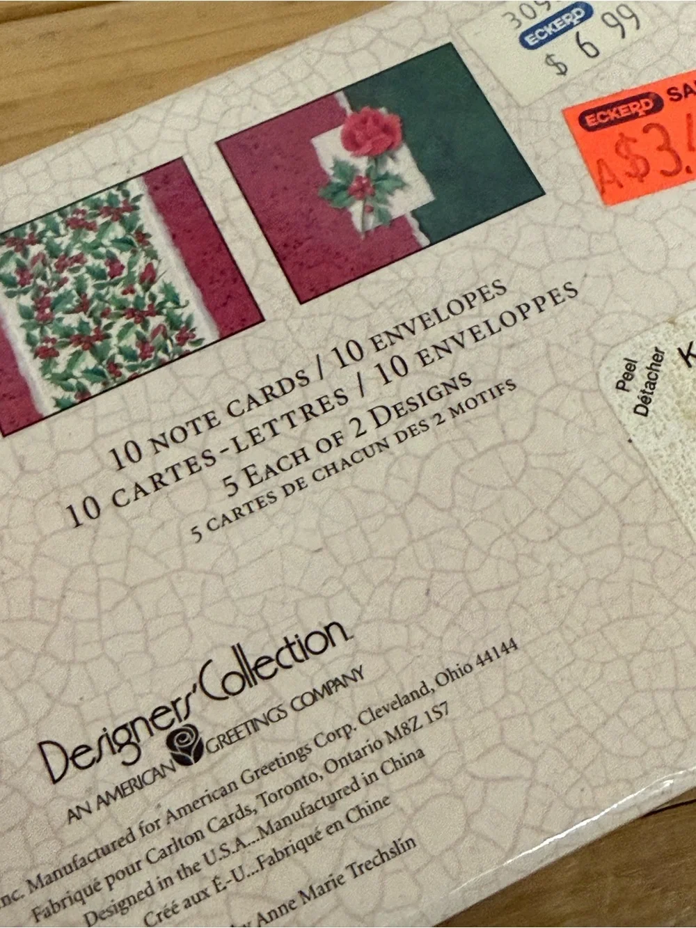 Vintage American Greetings Christmas Keepsake Box Stationery Set Holly Rose New